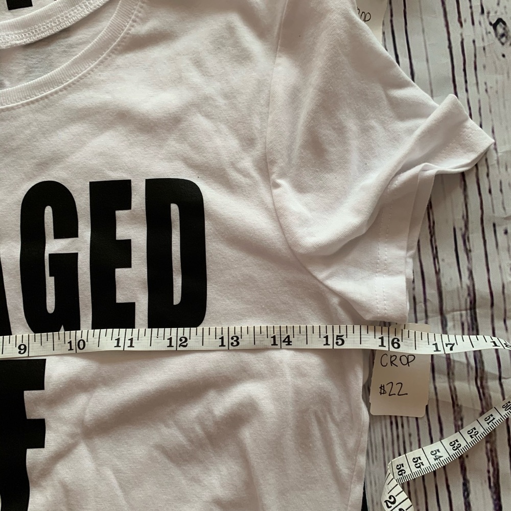 Bella Canvas white Engaged AF crop top - Picture 4 of 5